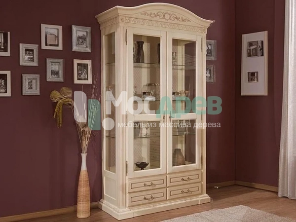 Витрина 2х дверная &amp;quot;Венеция&amp;quot; Слоновая кость 706 в интернет-магазине Mosdrev.com