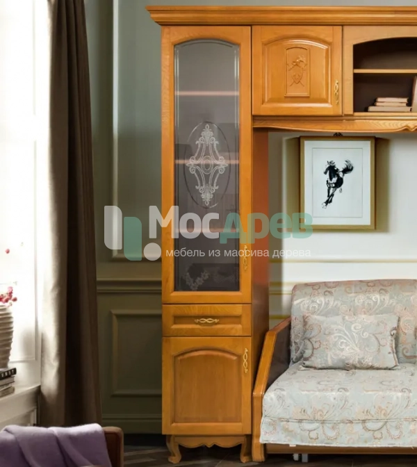 Шкаф 1-дв для книг с витражом И007.34 в интернет-магазине Mosdrev.com
