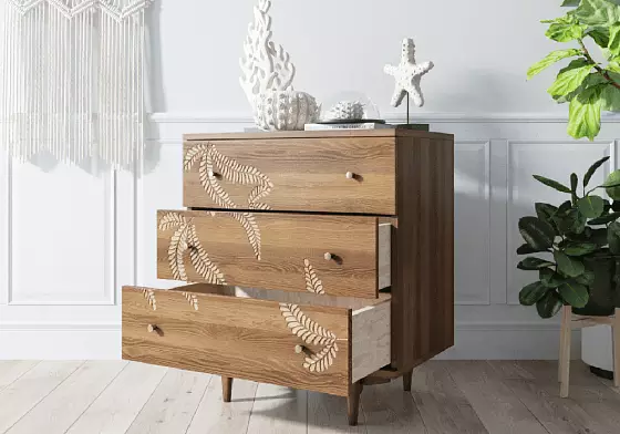 Комод 3 ящика с растением &quot;Boho&quot; 1